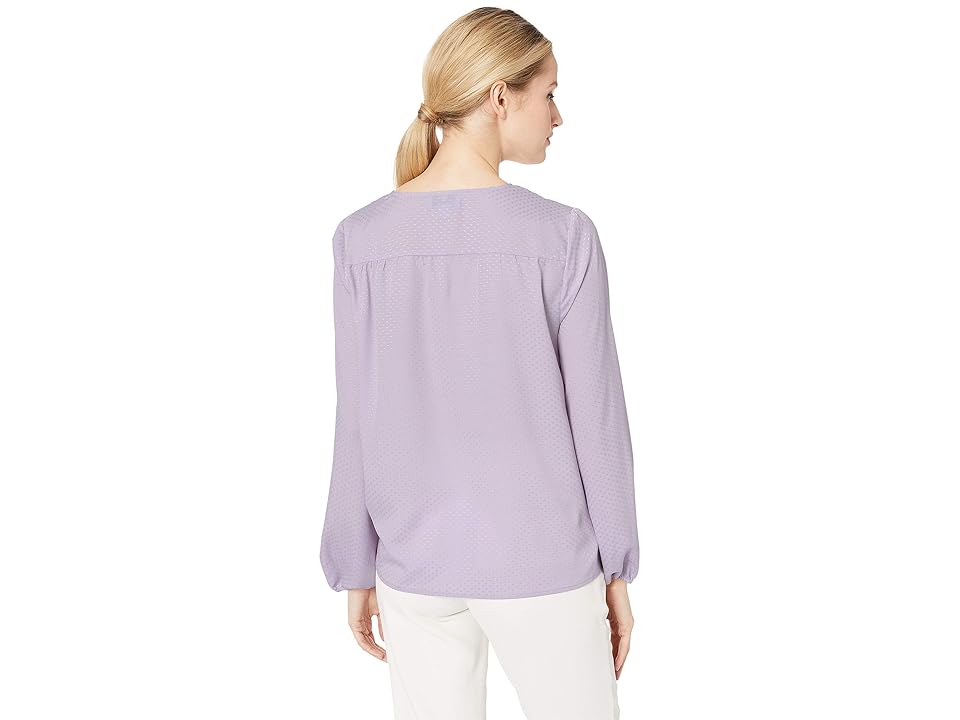 

CeCe Long Sleeve Satin Jacquard Ruffled Tie Neck Blouse (Soft Orchid) Women's Blouse, Multi