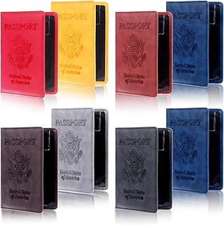 8 PCS Passport Holder Cover Combo Leather Passport Holder Combo with Vaccine Card Slot Passport Cover Passport Case Cover Protector PU Travel Documents Organizer for Women and Men Passport Wallet