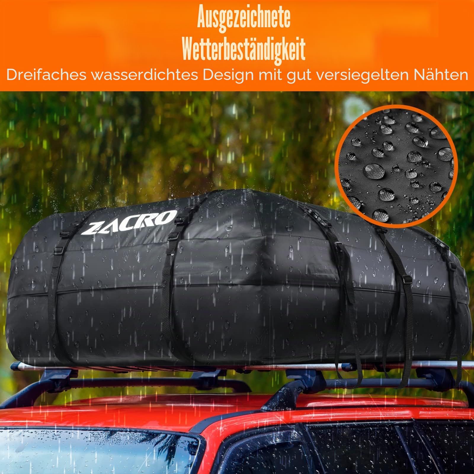 Zacro 425L Dachbox Autodachtasche Dachbox, Dachträger wasserdichte Dachtasche für alle Autos mit/ohne Gepäckträger, Dachtasche, Aufbewahrungsbox für Gepäcktransport