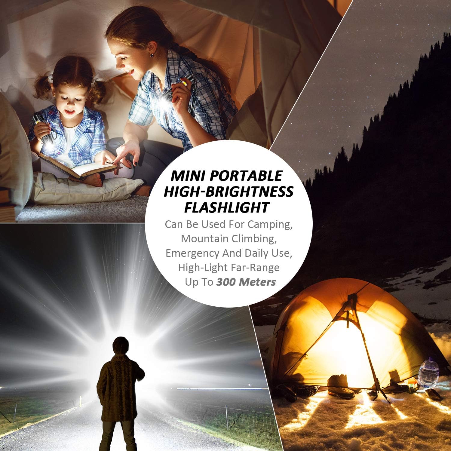 4 Pieces USB Rechargeable Flashlight 3 Modes, Bright LED Handheld Flashlight with COB Side Lights Portable Flashlights for Camping, Hiking, Emergency and Daily Use - - 