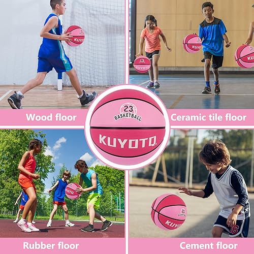 Miniatura 6 de KUYOTQ Kids Toddler Youth Adult Size 34567 Basketball 2225.527.528.529.5" Thickened Rubber or Faux Leather Indoor Outdoor Basketball for Boys Girls