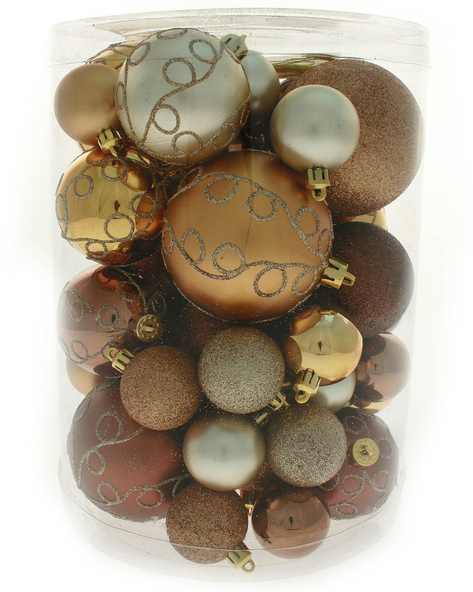 WeRChristmas Shatterproof Deluxe Christmas Tree Baubles, 50-Piece - Brown/Chocolate/Champagne