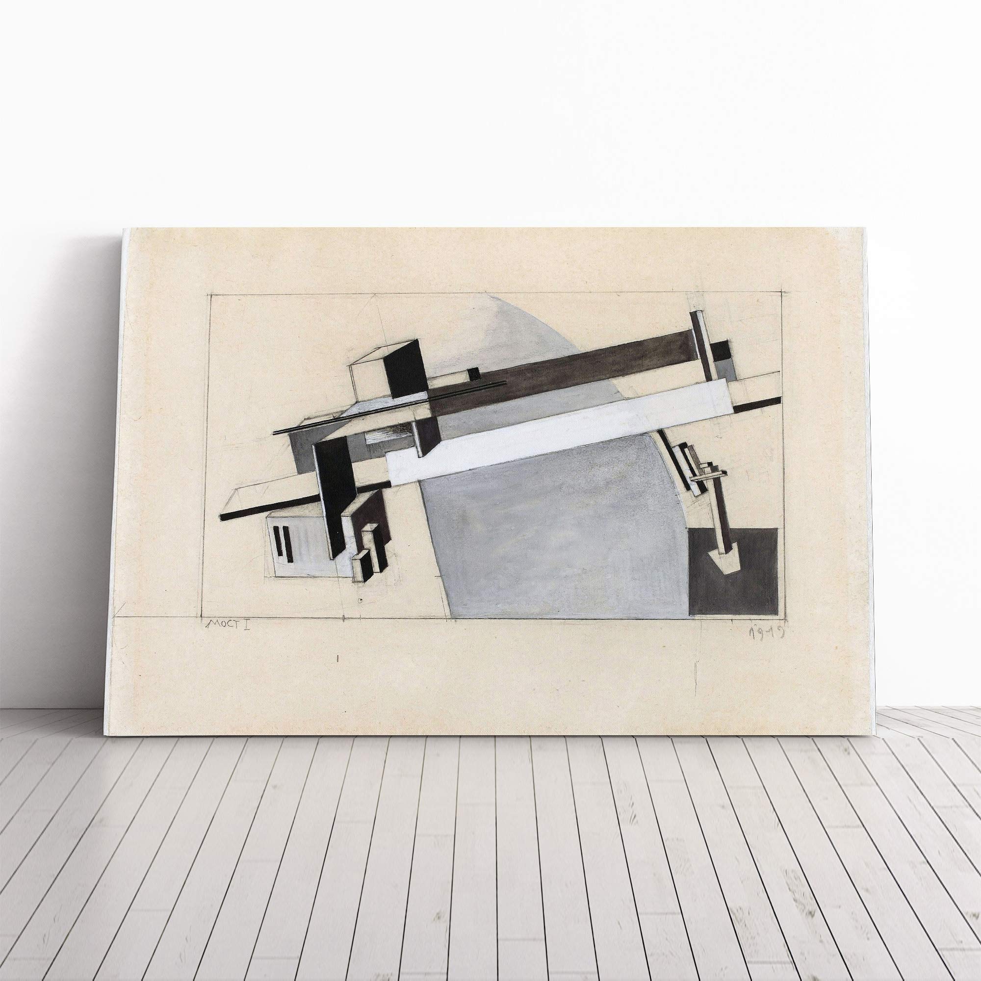 El Lissitzky The Bridge Canvas Print | Gallery Wrapped 30mm Frame Wall Art | 30x20 inches | Ready to Hang | Modern Cityscape Picture | Living Room Bedroom Lounge Office