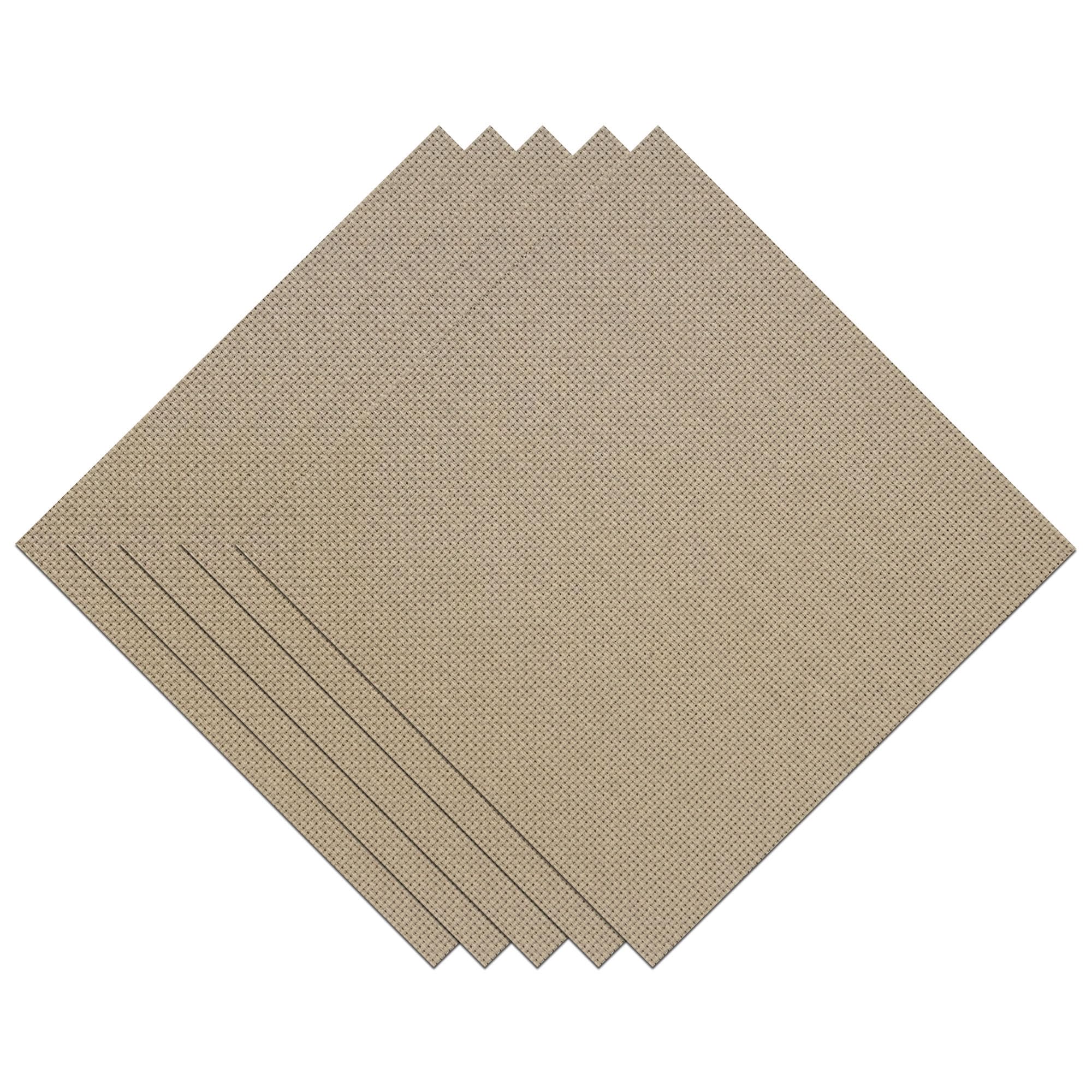 Pre-Cut 14CT Aida Fabric Cross Stitch Sampler Pack, 5 Pieces, 11.8x11.8 inch Each (Taupe)