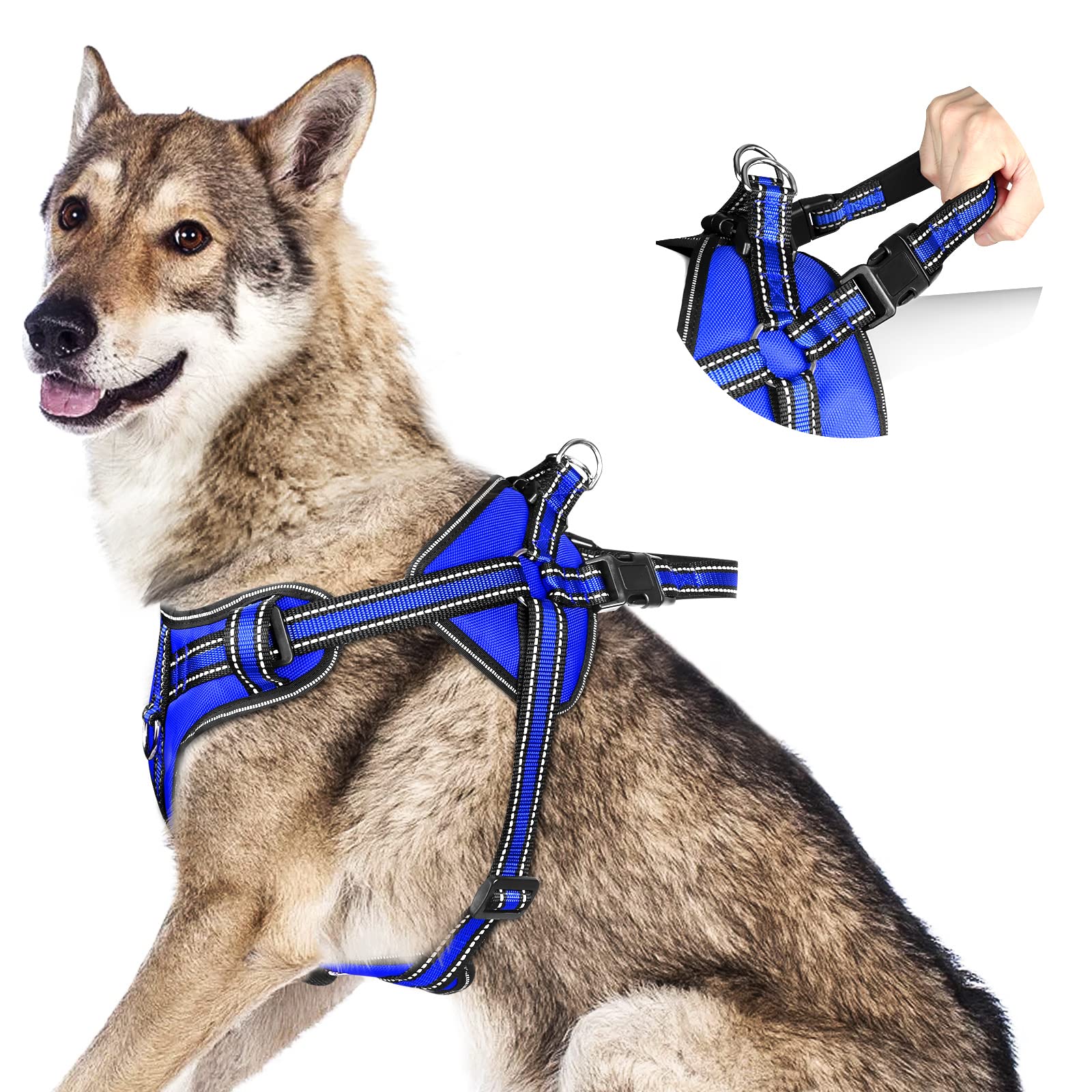 WINSEE No-Pull Hundegeschirr Mit Service-Weste & 7 Patches – Reflektierend & Sicher