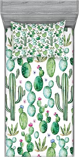 Miniatura 212 de Ambesonne Juego de sábanas bajeras y fundas de almohada occidentales, sombrero de vaquero con temática del salvaje oeste y cuerda de ganadería vieja