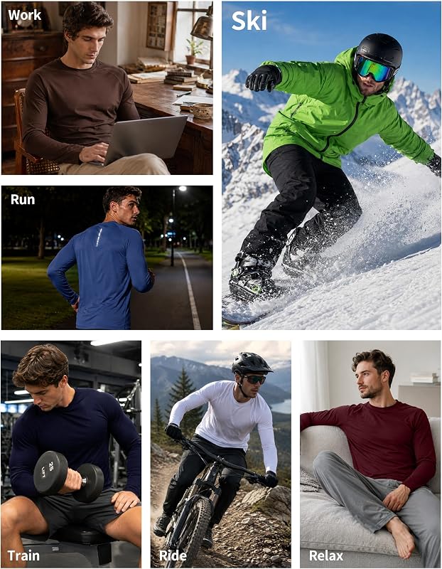 RIKUAOU Men’s Thermal Shirt Long Sleeve – Versatile cold weather base layer