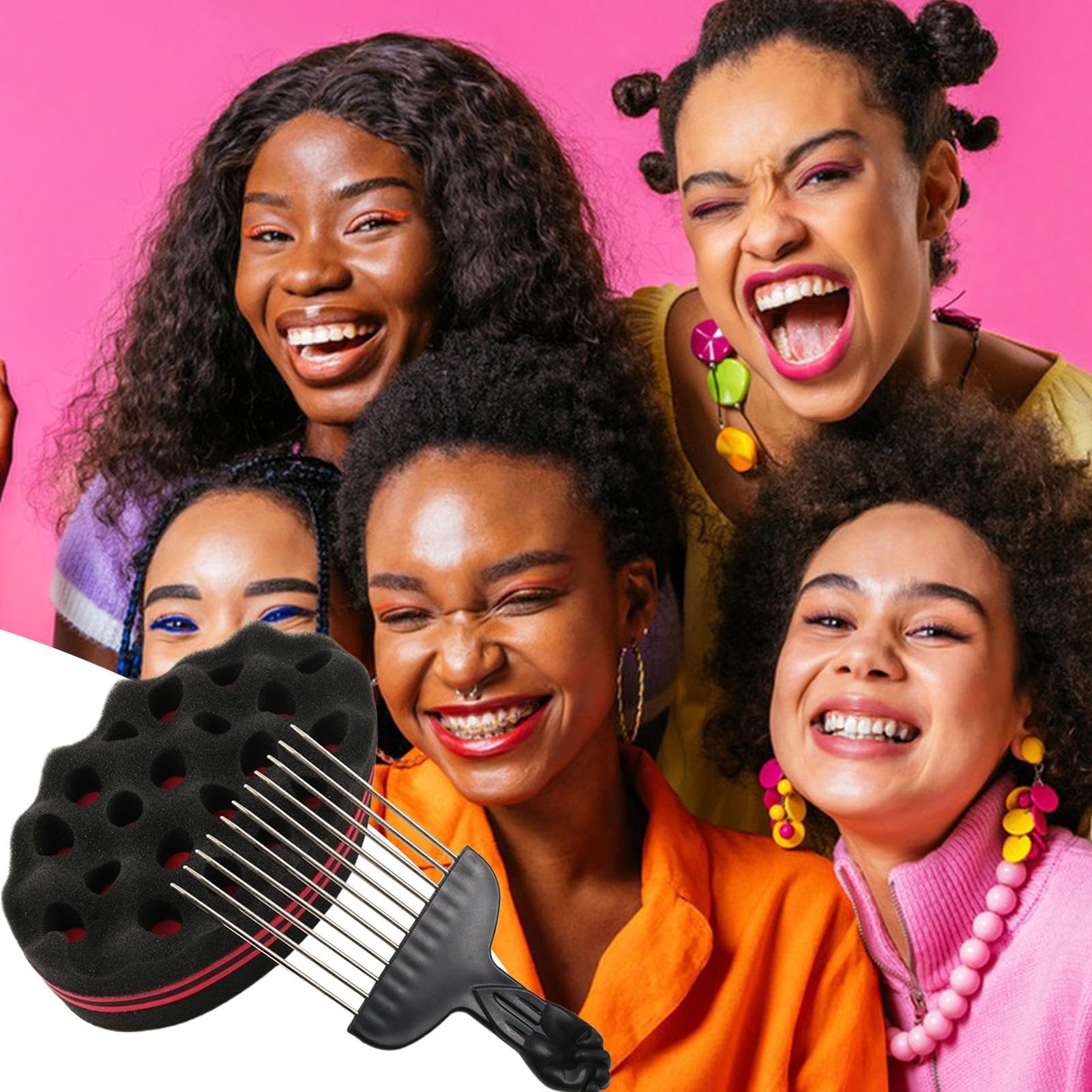 Amazon | ブラックメン用ヘアースポンジ,アフロブラシ - ボリュームと