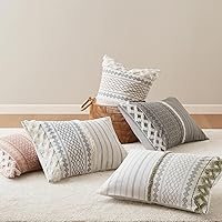 Vista 9 de INK+IVY Edredón para cama tamaño Queen, chenilla con mechones, juego de edredón de algodón transpirable Queen, edredón bohemio moderno para todas