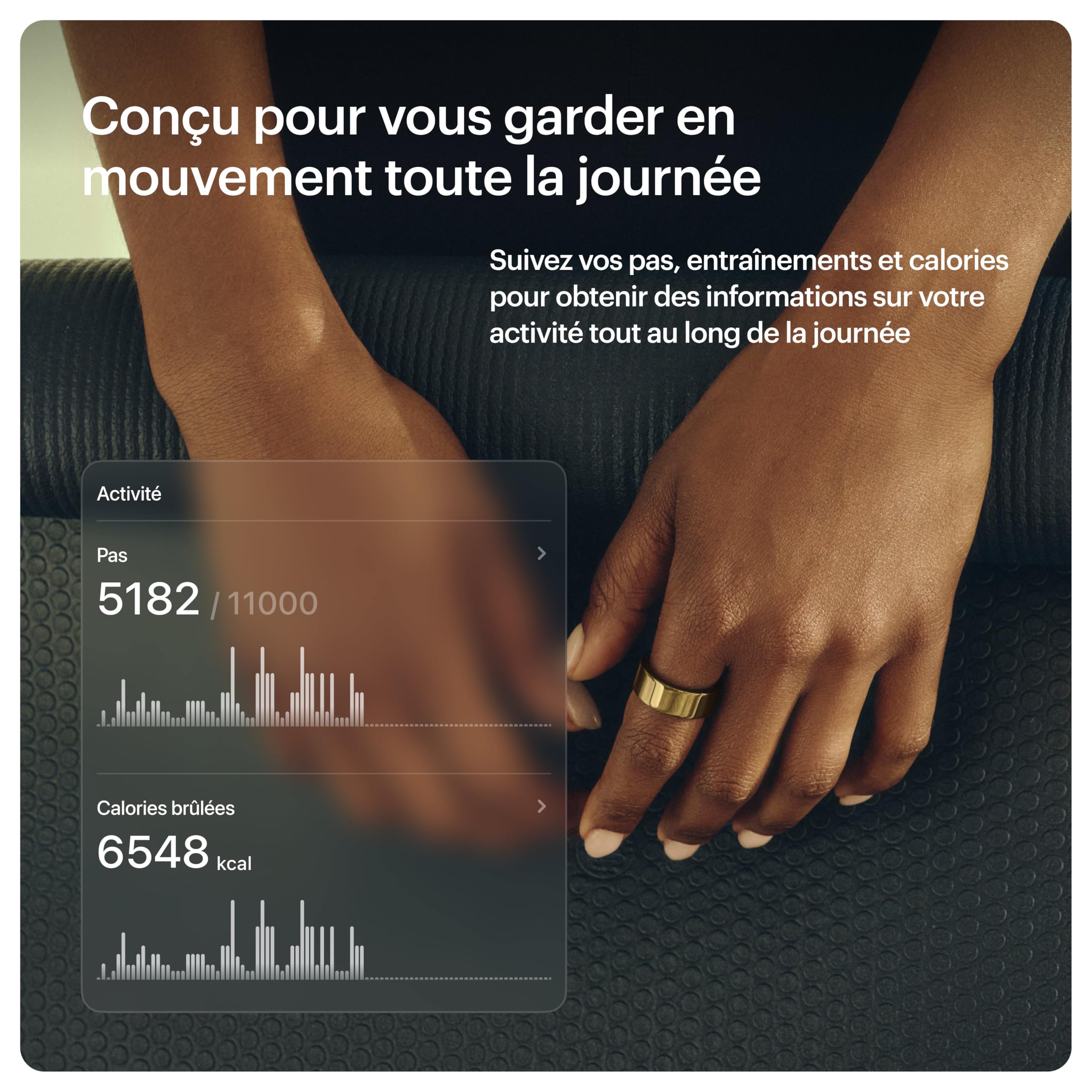 ULTRAHUMAN Ring AIR – Bague connectée de Suivi de santé, Choisissez d’Abord Votre Taille grâce au kit de Mesure ; Suivi du Sommeil ; Bague Intelligente pour Hommes et Femmes (Or Bionique, 6)