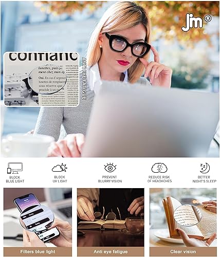 Miniatura 5 de JM Gafas de lectura de ojo de gato para mujer, bloqueo de luz azul, para lectura de computadora con bisagra de resorte