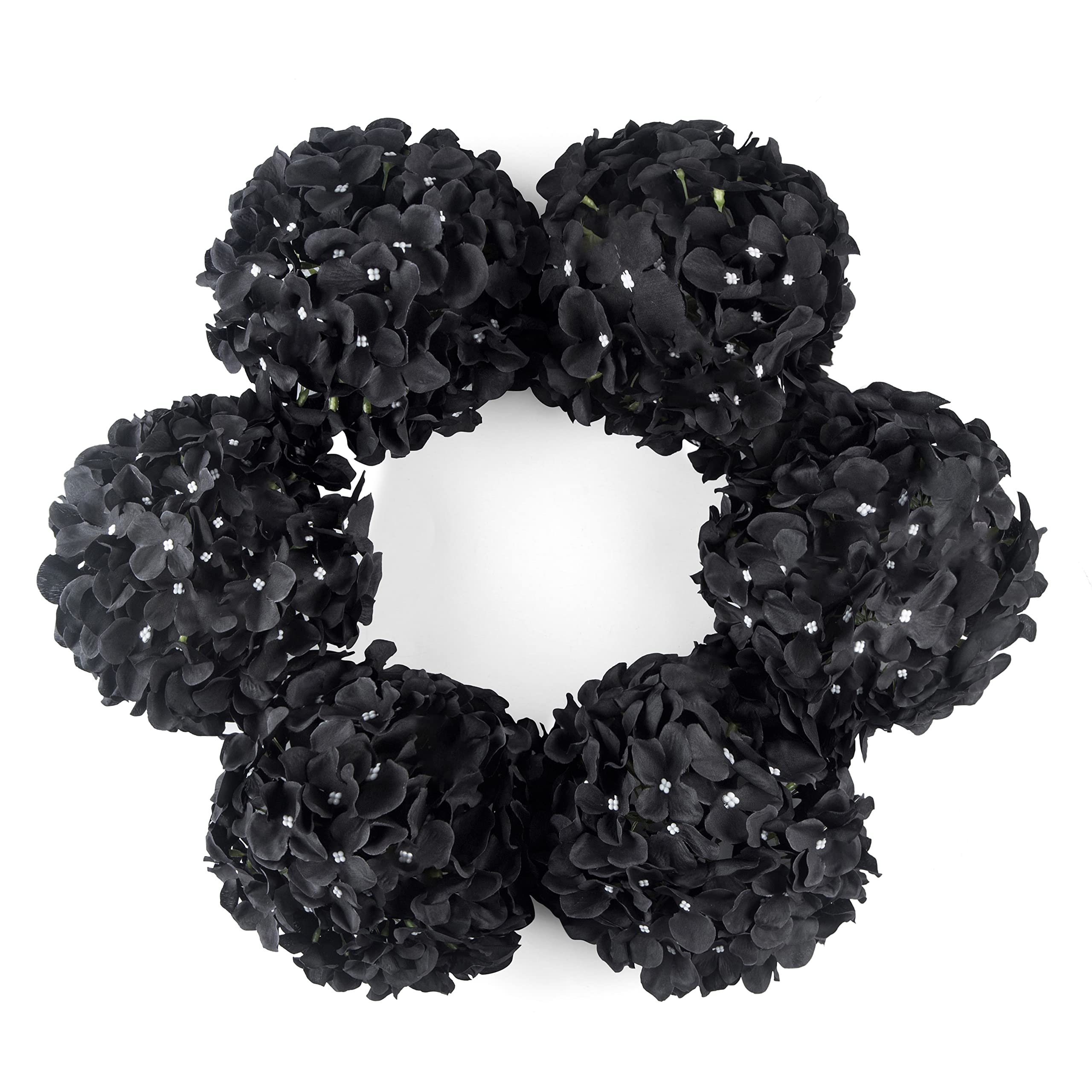 Duhouse Black Artificial Bigger Silk Hydrangea Flower Heads With Stem Realistic Fake Hydrangea Flower Bouquets For Wedding Home Party Garden Centerpiece Pack Of 6(Black)