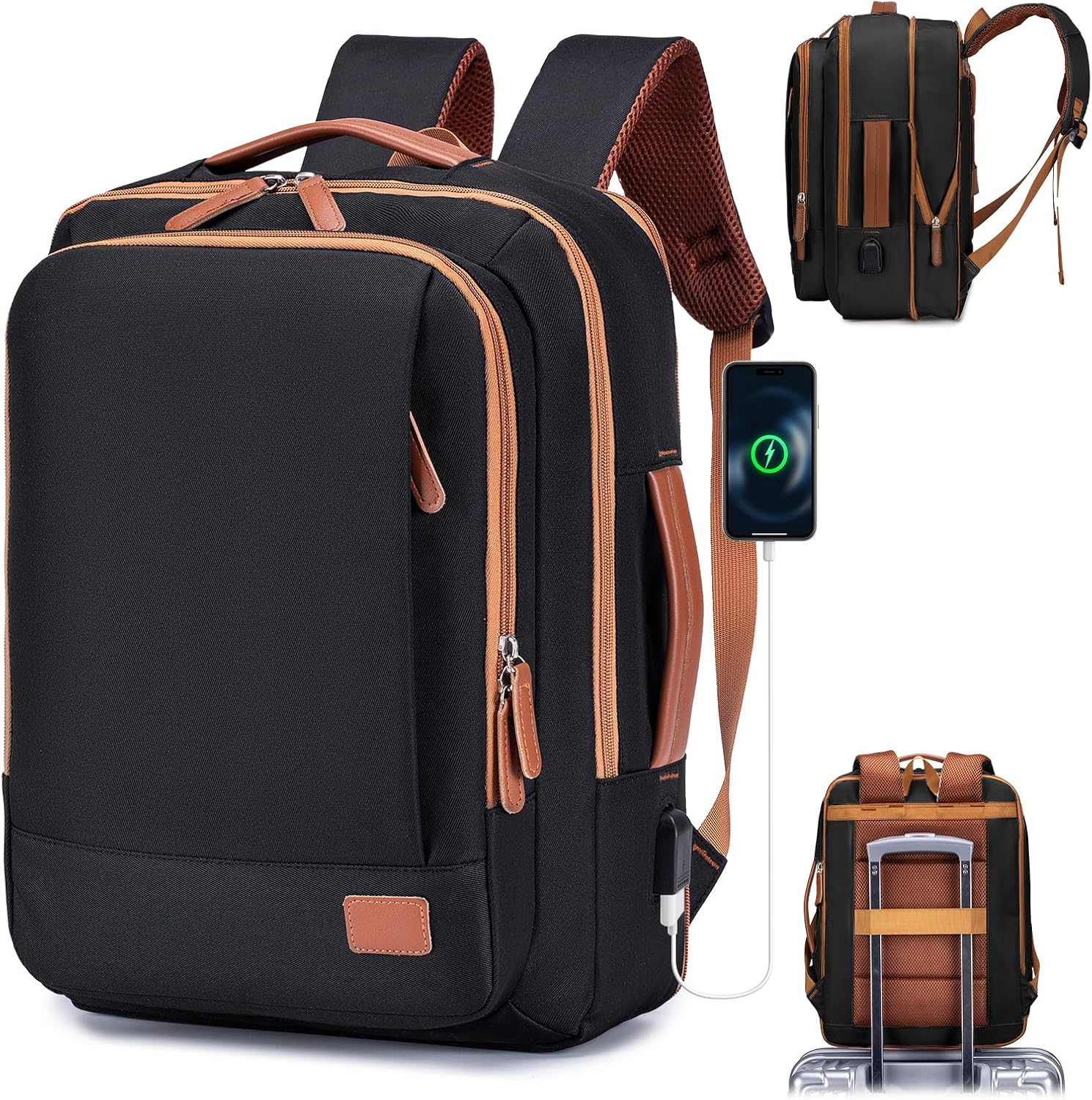 40x30x15cm Travel Backpack Underseat Cabin Bag Luggage British Airways Scalable 5cm 40x30x20cm Wizzair Lightweight Waterproof Nylon Travel Rucksack Cabin Size for Plane Hand Luggage,Black