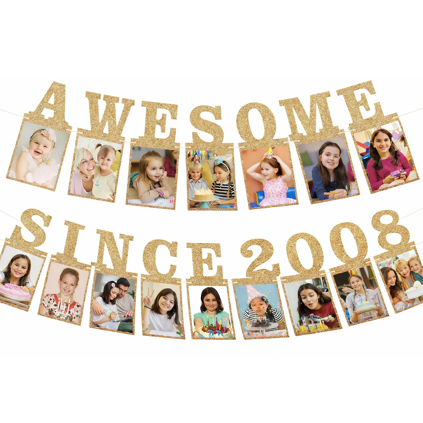 AuraFusion18th Birthday Decorations Happy Birthday Banner Birthday Decoration For Women Men Boys Photo Garland Party Supplies For Wall Door Dessert Table Celebration (Champagne Gold)