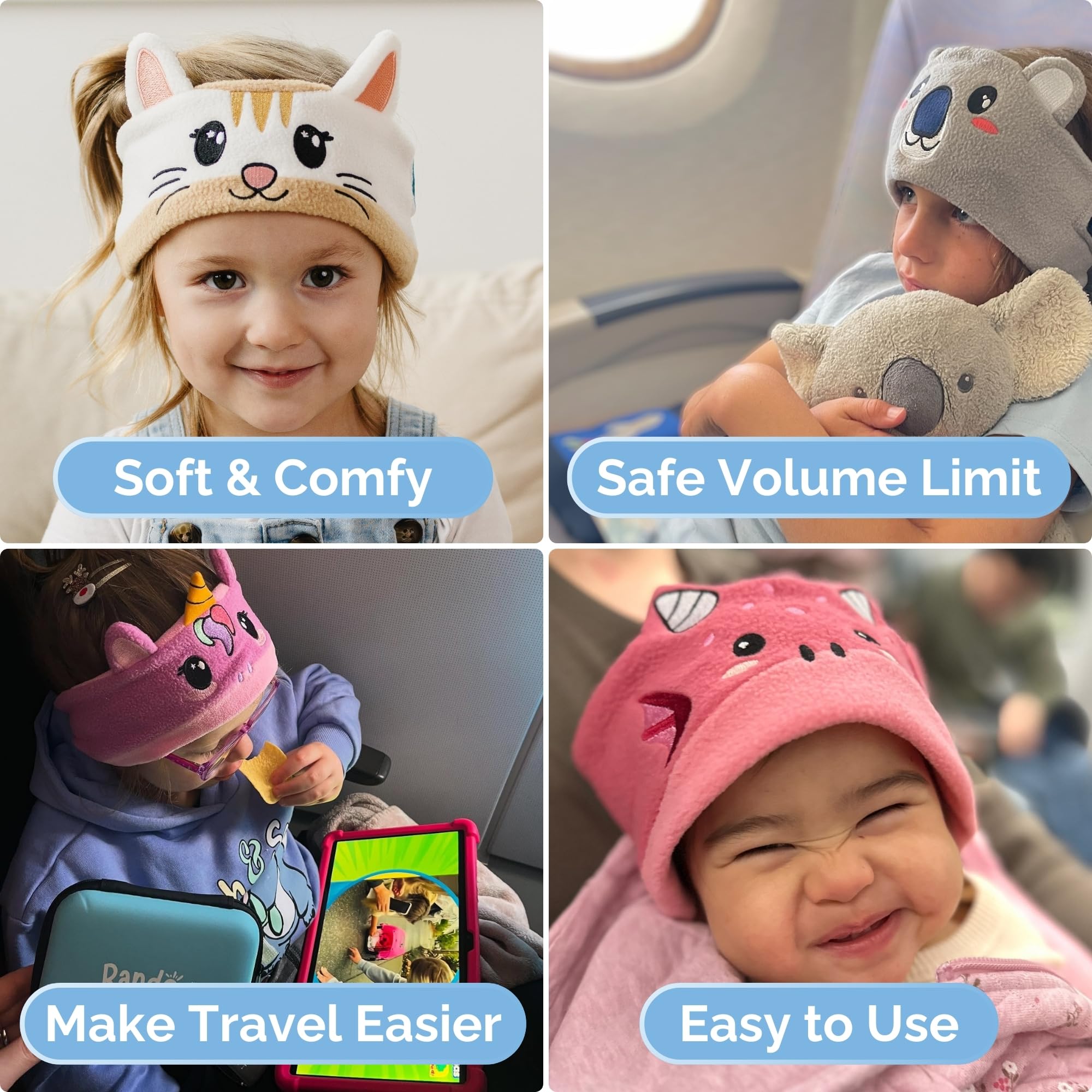 3.0 - Cuffie originali per bambini, fascia wireless Bluetooth, comode cuffie per aereo, limite di volume sicuro, regolabili, per viaggi, scuola e sonno (Sparkle)