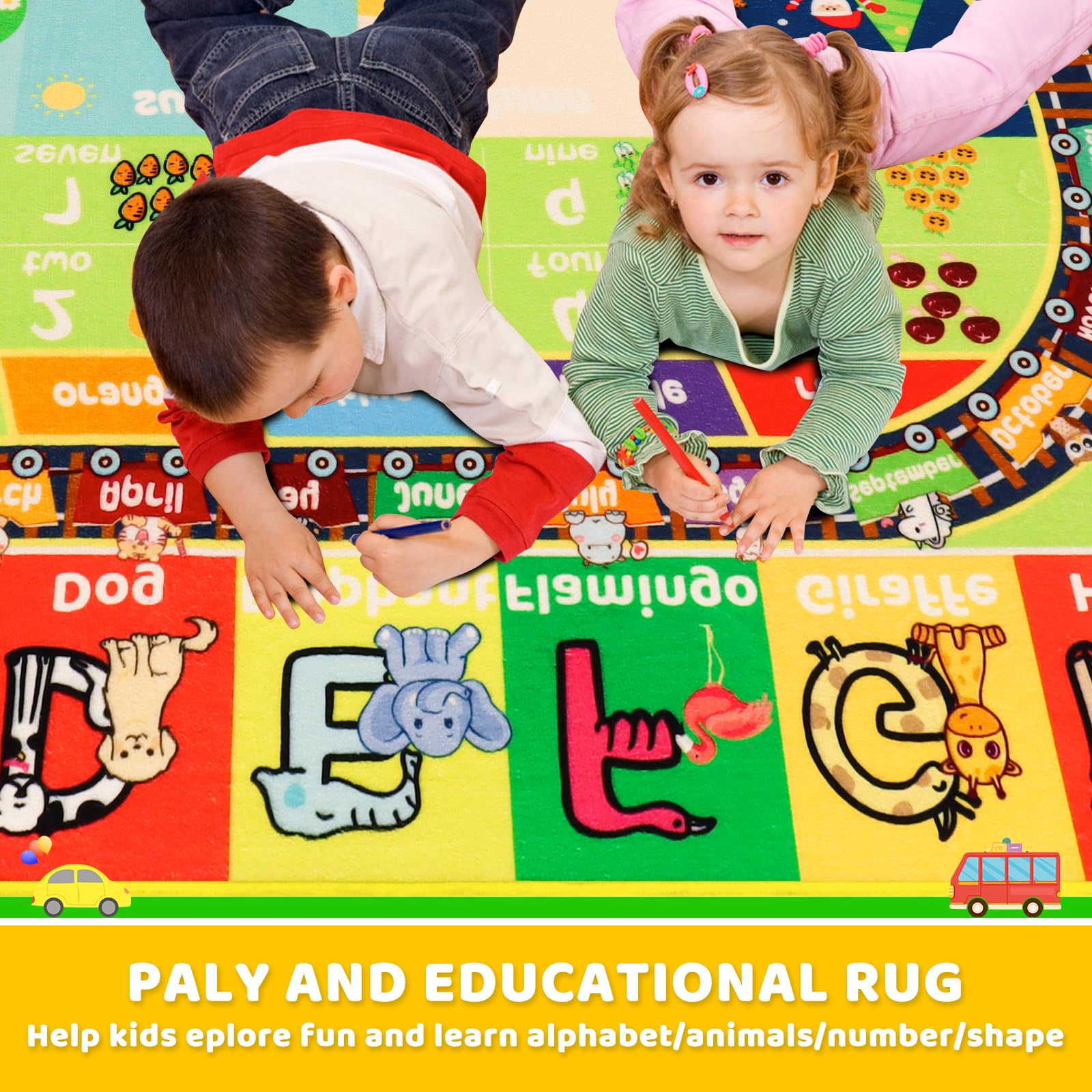 Classroom Rugs Elementary 8x10 Foot ABC Educational Play Rug For Kids ...