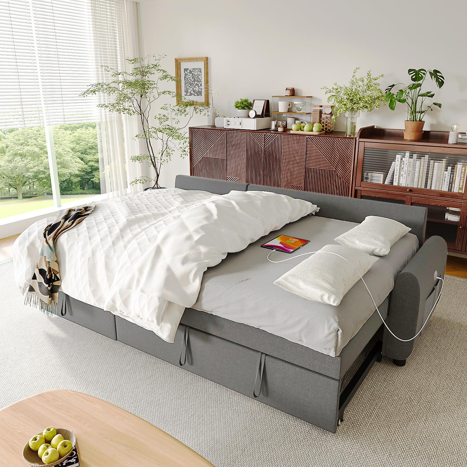 Ucloveria Sleeper Sofa Bed in bed configuration