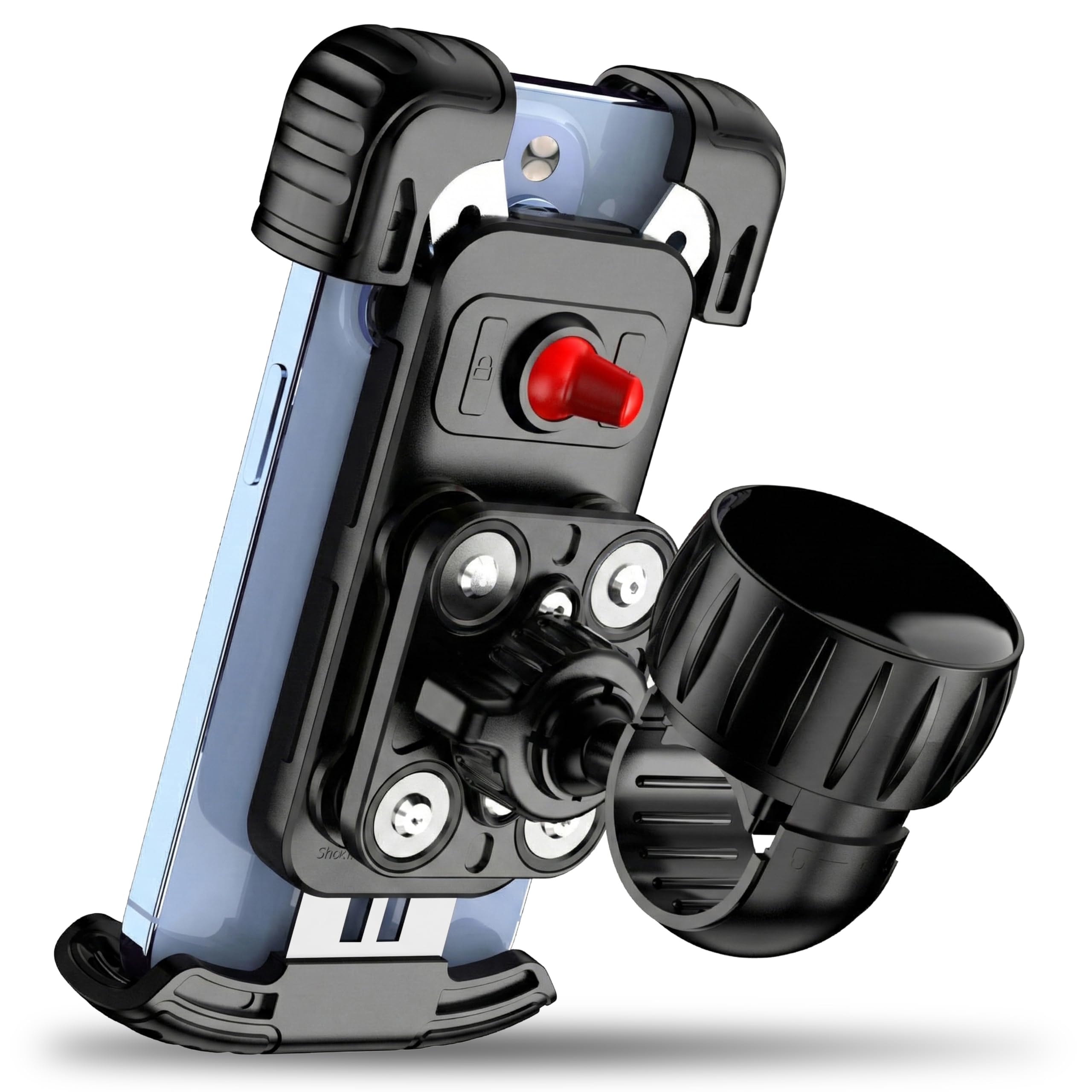 FINIX Porta Telefono Antivibrazione per Moto e Bicicletta-Mtb. Supporto Porta Cellulare Rinforzato in Alluminio, Ultra Stabile, Impermeabile e Ruotabile 360°. Universale per tutti gli Smartphone