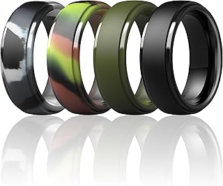 Silicone Men’s Wedding Rings, 10mm Wide 2.5mm Thick Rubber Wedding Bands-Variety Multipack 1-7