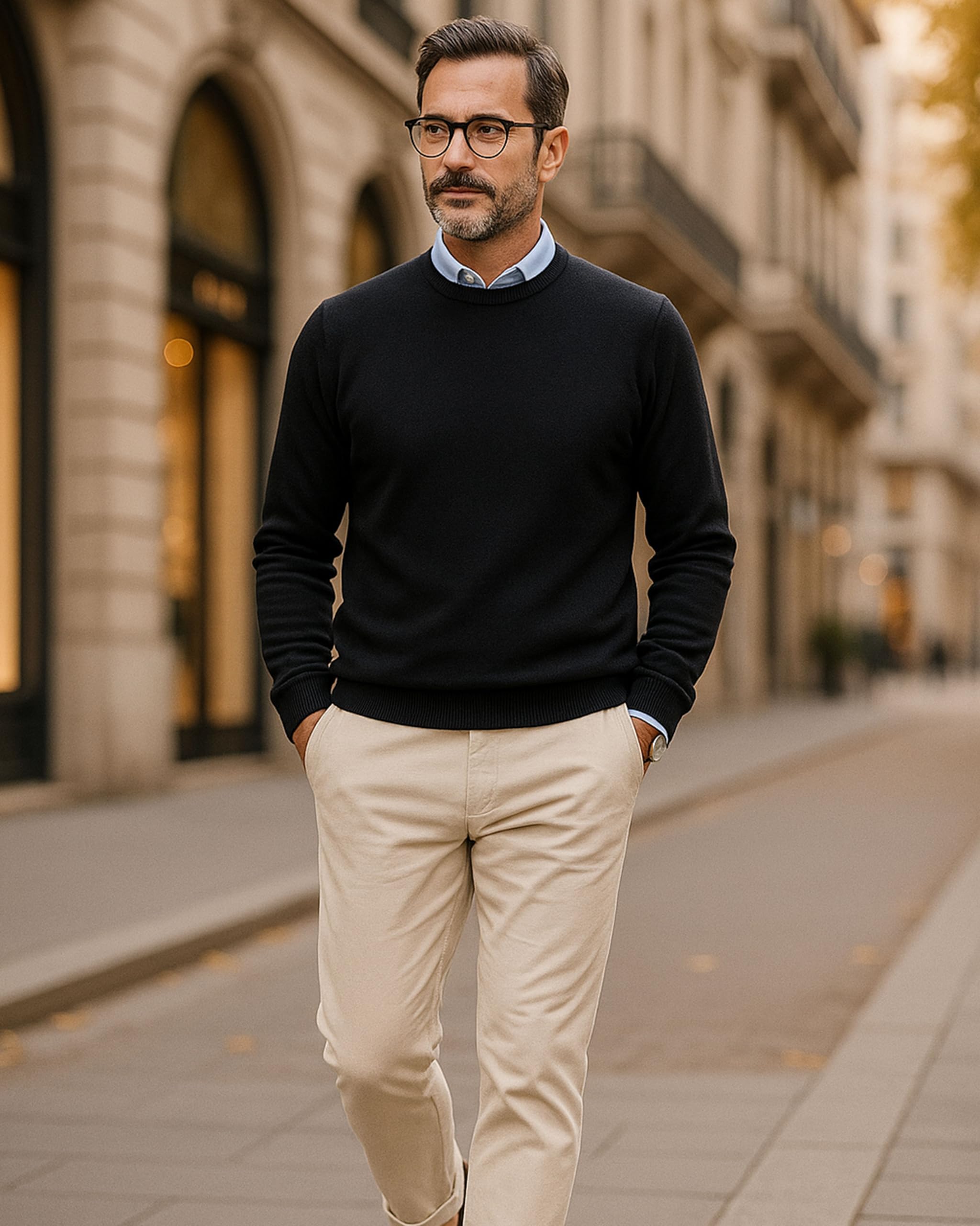 Maglione Uomo Girocollo 100% Puro Cashmere - Morbidissimo e Caldo, vestibilità Regolare, Perfetto per Ogni Stagione