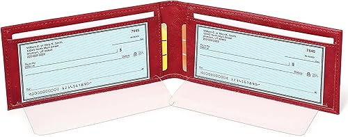 Miniatura 5 de LLi Cufite Funda de cuero para chequera para 2 cheques, rasgado lateral, cheques personales, registros, recibos, cheques duplicados, con ranuras
