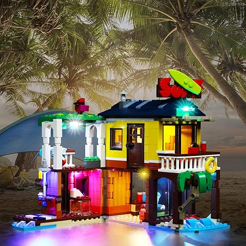 Miniatura 7 de Kit de luces LED para Lego Creator 3 en 1 Surfista Beach House 31118 - Juego de luces compatible con Lego 31118 - Versión clásica (kit de luces sin
