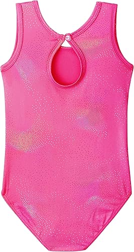 Miniatura 2 de HOZIY Leotardos para niñas, ballet, gimnasia, sin mangas, manga larga, destellos coloridos, azul aguamarina, rosa, morado, color liso