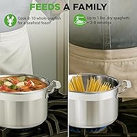 Vista 4 de NutriChef - Olla grande de acero inoxidable de 5 cuartos con tapa - 18/8 Grado alimenticio resistente, olla grande de acero inoxidable