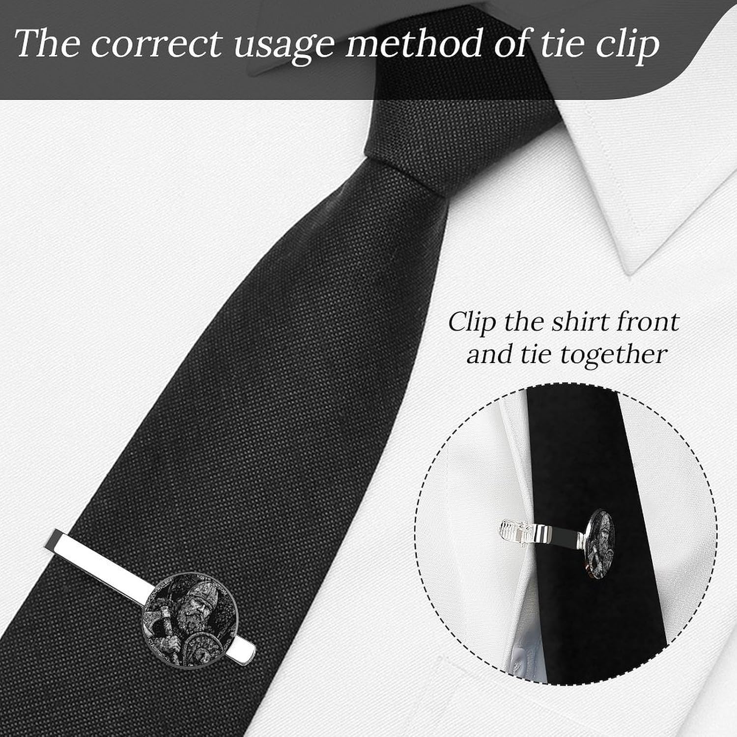 Odin God Vikings Ravens Men's Tie Clips Necktie Bar Pin Classic for Suit Business Wedding 1 Pair