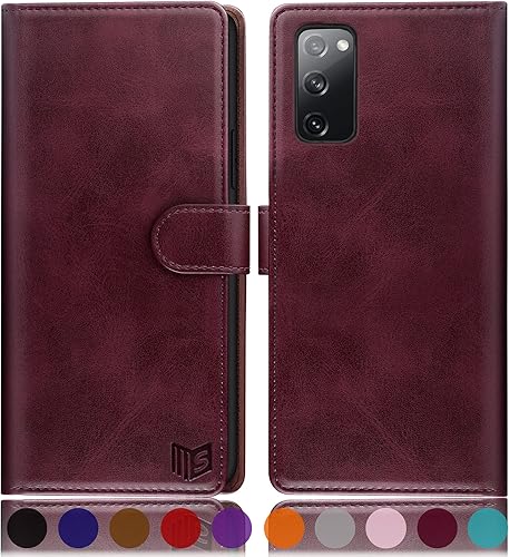 SUANPOT Funda de piel tipo cartera para Samsung S20 FE con bloqueo RFID, tarjetero de crédito, libro de folio magnético de PU para teléfono celular