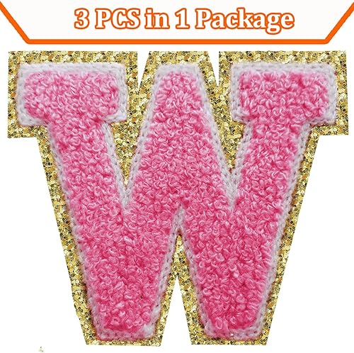 Miniatura 260 de Parches de letras termo-adhesivas de felpilla para chaquetas, parches de letras universitarias con brillantina para planchar en la letra azul A