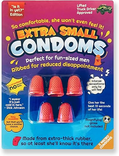 Hilarante regalo de broma para condones extra pequeños de Witty Yeti. Regalo de broma súper divertido para calcetines navideños o elefante blanco.