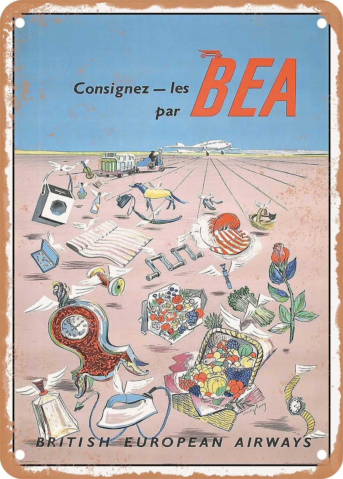 METAL SIGN - 1948 Booked through BEA British European Airways Vintage Ad home decor