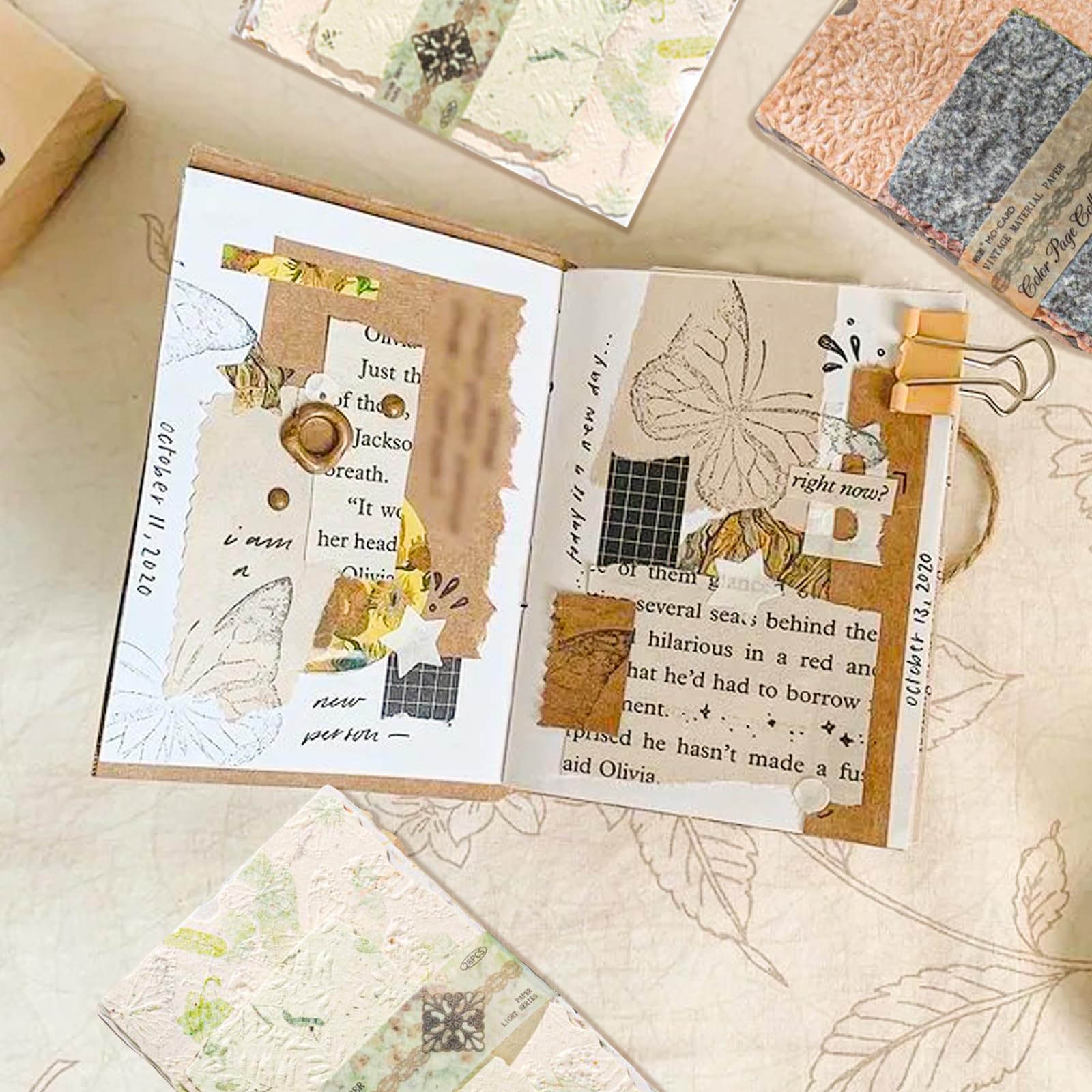 Lot 168 Feuilles Papier Scrapbooking Vintage - 6 Thèmes Différents - 12,4x8cm Et 7,8x5,7cm - Pour Bullet Journal Et DIY