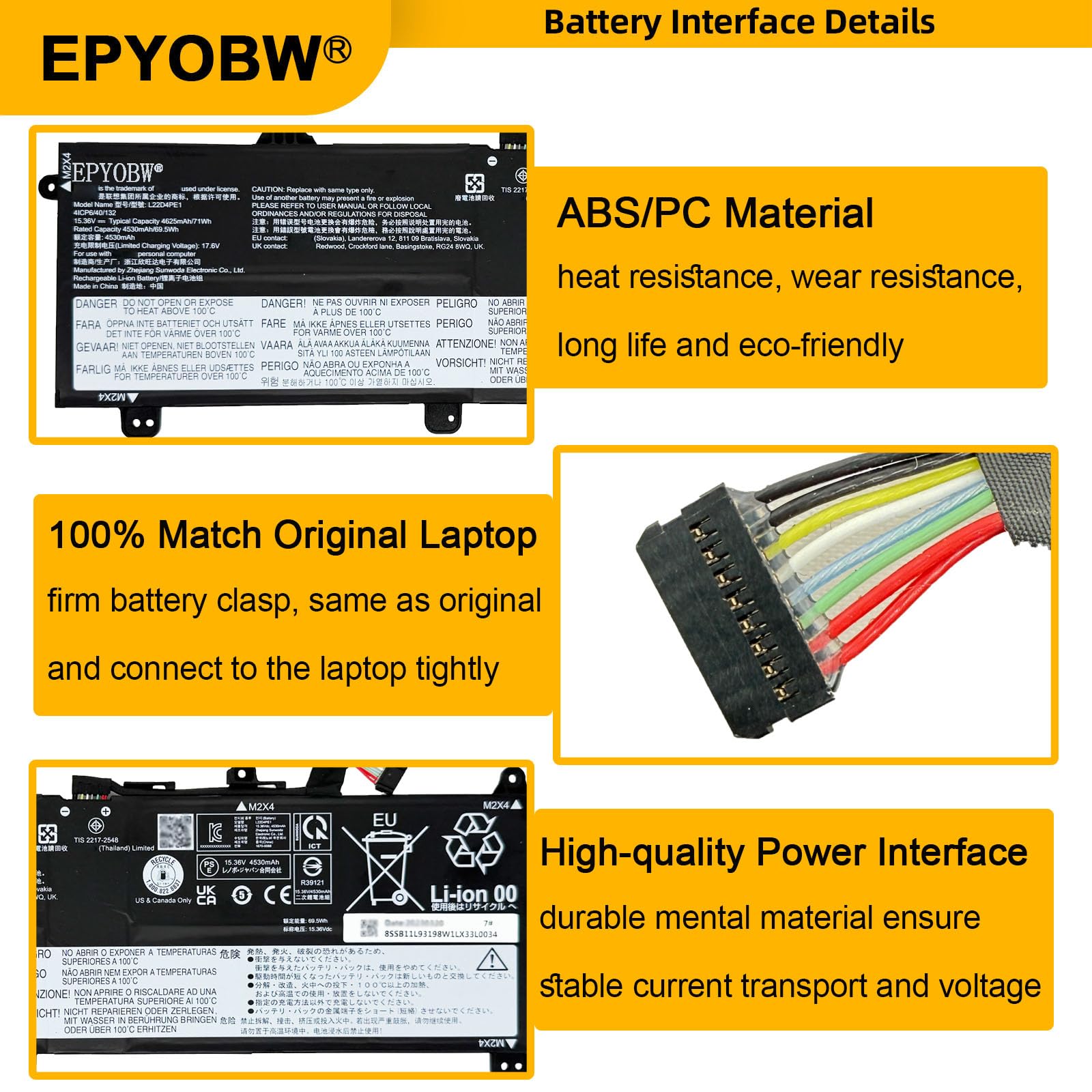Amazon.com: EPYOBW L22D4PE1 Laptop Battery 71Wh 4625mAh 4-Cell