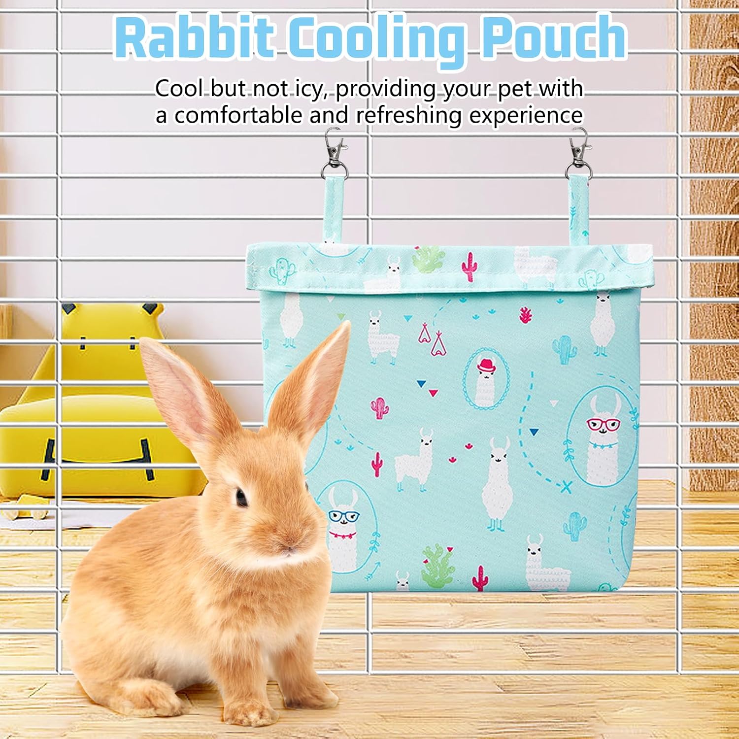 Rabbit Cooling Pouch with 2 Ice Boxes Small Animal Hanging Cooling Pad Set for Cage No Condensation Bunny Cooling Mat Washable Ice Bag for Rabbits Guinea Pig Chinchilla (Style B) image 2