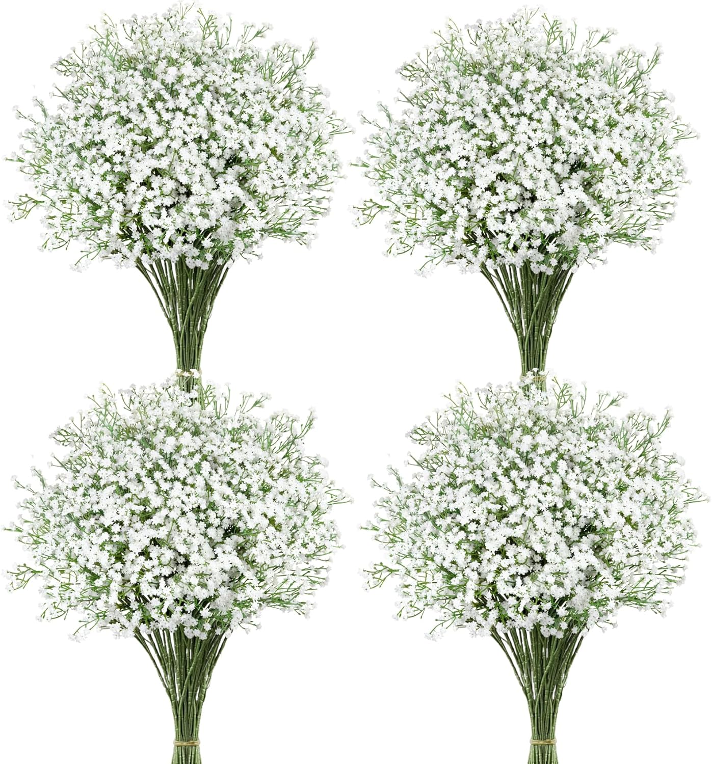 Babys Breath Artificial Flowers, 24 Pcs White Fake Baby Breath Flowers Artificial Bulk Real Touch Faux Gypsophila Bouquets for Wedding Floral Arrangement Party Home Decoration
