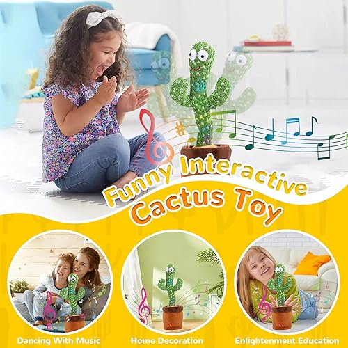 Miniatura 4 de Emoin Juguete de cactus bailarín, cactus parlante, repite lo que dices, canta, repite, baila, grabación, grabación electrónica de cactus bailarín,