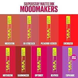 Maybelline Super Stay Matte Ink Liquid Lip Color, Moodmakers Lipstick Collection, Long Lasting, Transfer Proof Lip Makeup, Reviver, Plum, 1 Count