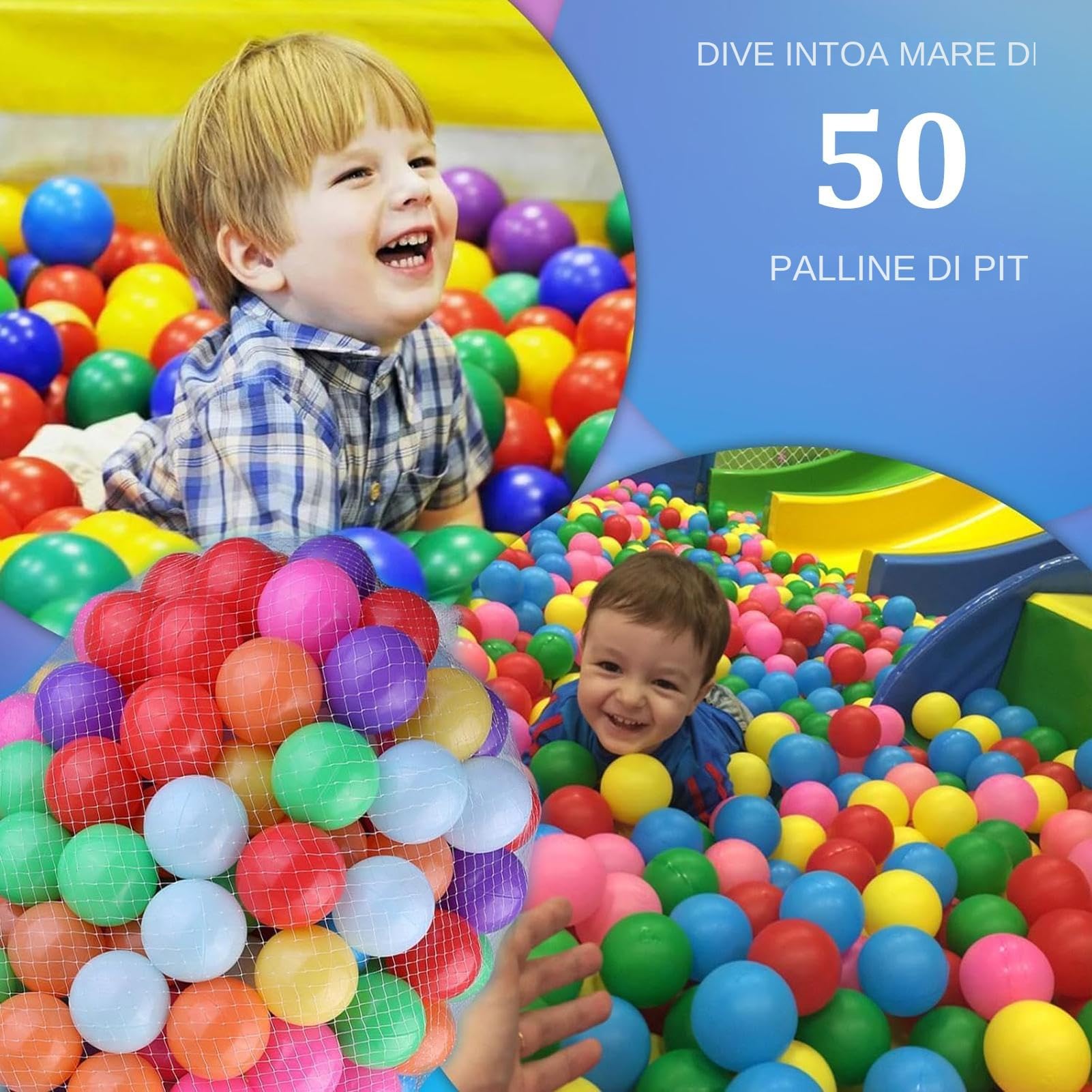 Palle per Piscina per Bambini 50 Pezzi Giocattoli Riutilizzabili | Palline da 7 cm per Bambini per Recinto per Giochi, Tenda, Piscina, Festa di Compleanno, Decorazione