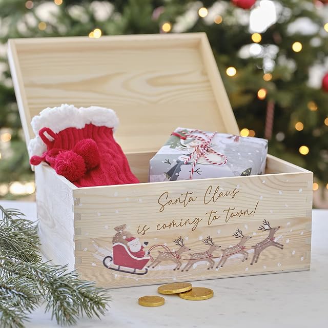 Ginger Ray Wooden Christmas Eve Festive Gift, Box