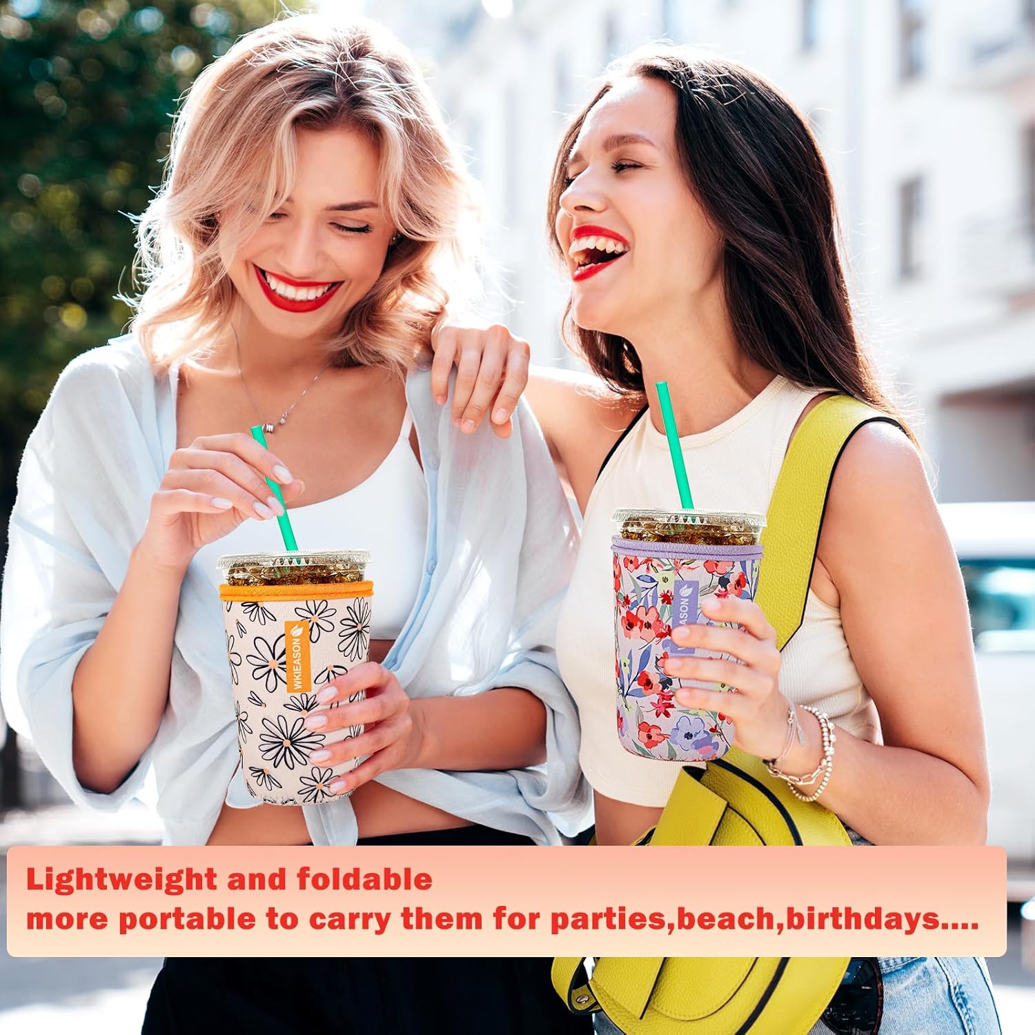 Reusable Iced Coffee Cup Sleeve for Cold Beverages and Neoprene Cold Coffee Cup Sleeves Cooler for Koozie 16-32OZ Iced&Hot Coffee Cup for McDonalds, Dunkin Donuts, More (Diasy) - Image 5