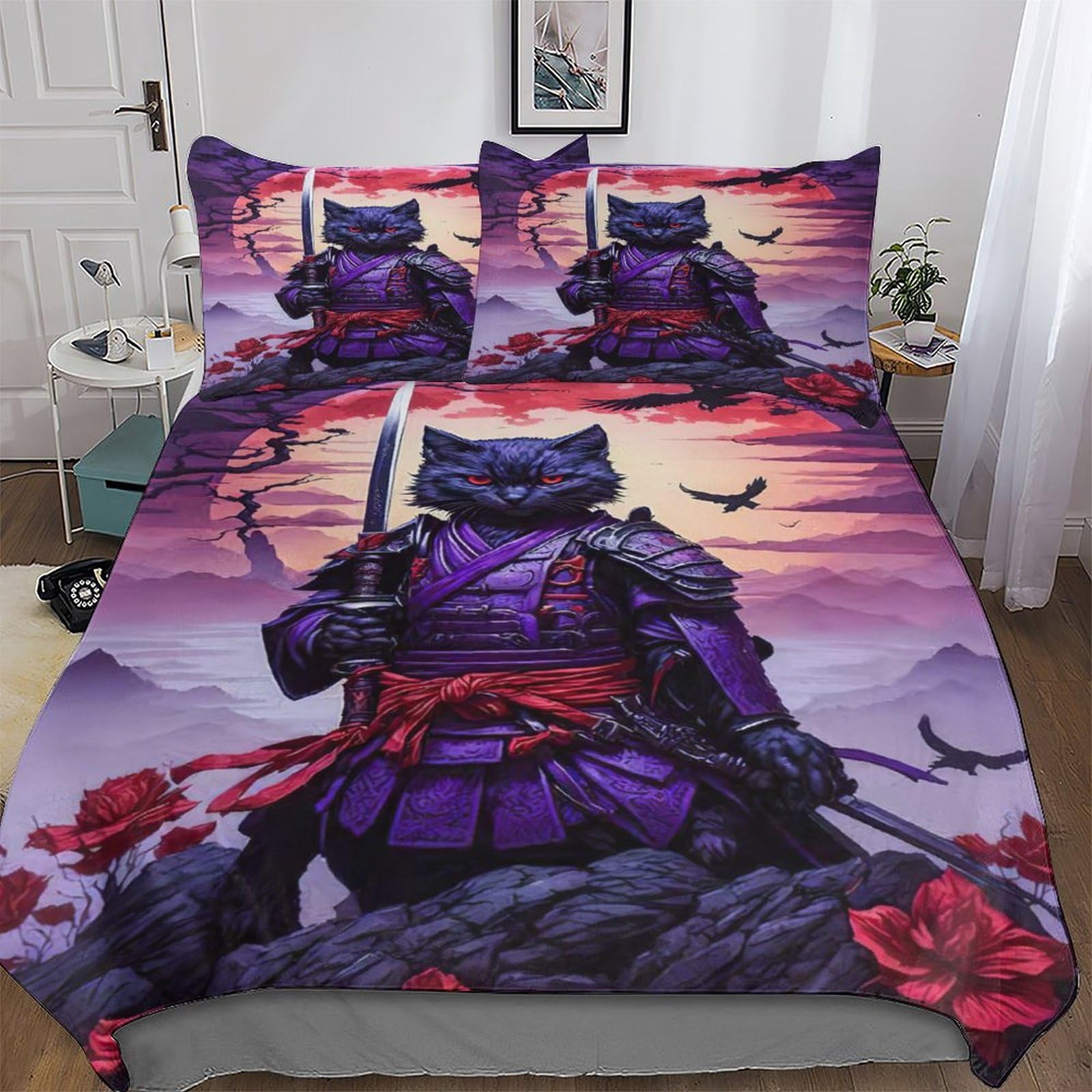 GGJJTT Cat Duvet Cover Sets, Bedding Bed for Adults Teenager Kids, Quilt Covers with Pillowcase Soft Comforter Cover 3 Pieces Double 200x200cm