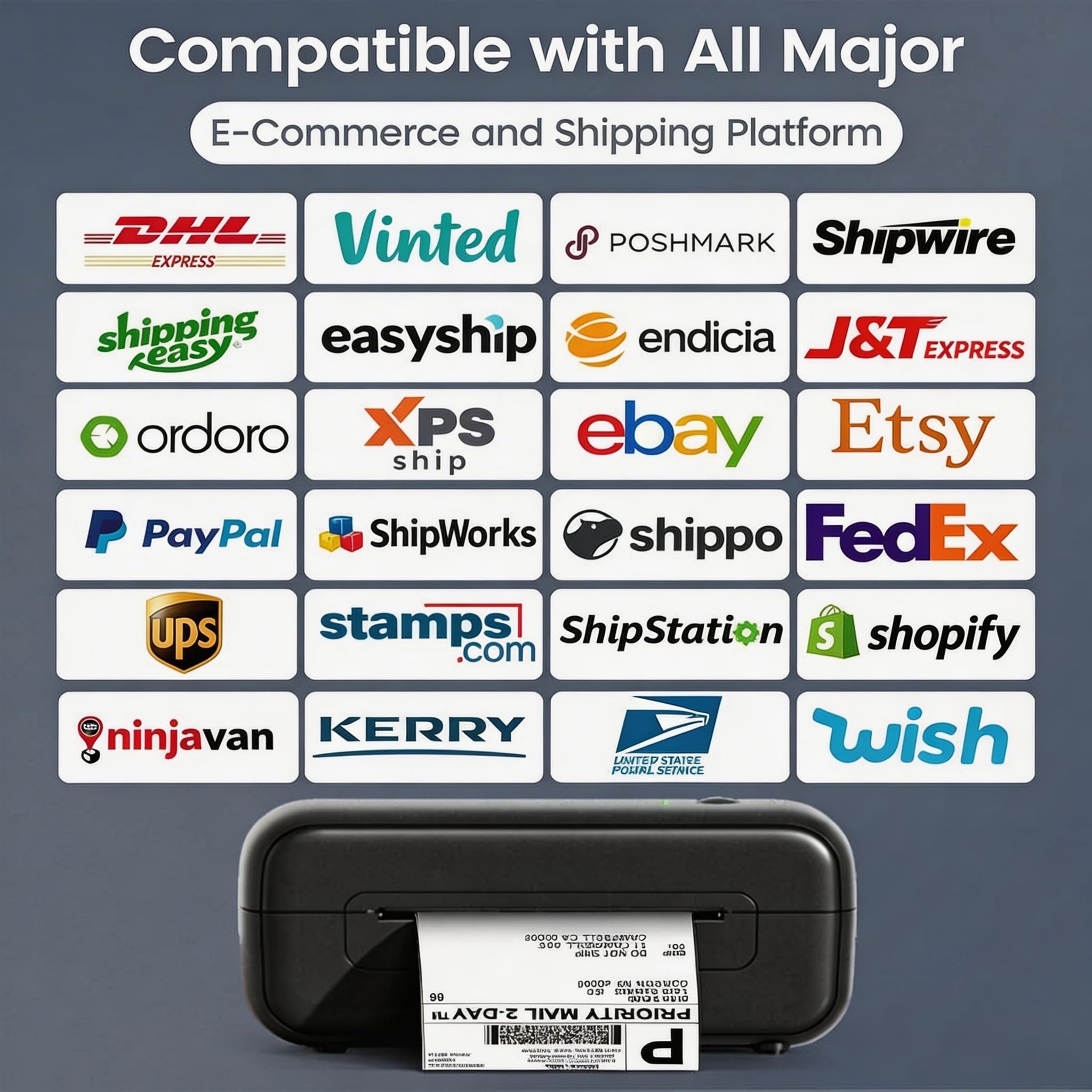 Phomemo Stampante Termica Etichette Bluetooth DHL, 4 x 6, per Mac/PC, Stampante per Etichette Adesive Label Printer per Amazon, Etsy, Shopify, Royal Mail, DHL, FedEx-Nero