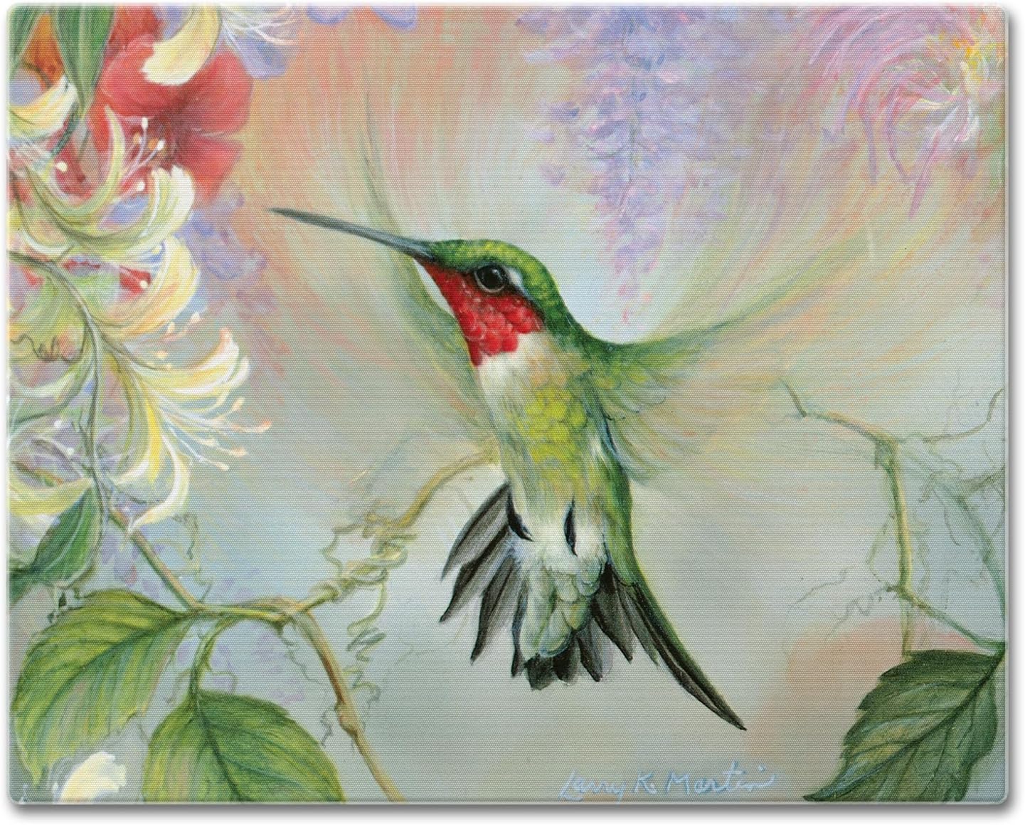 Ruby Hummingbird Natures Gift of Feathers Tempered Glass Large Cutting Board by Highland Graphics