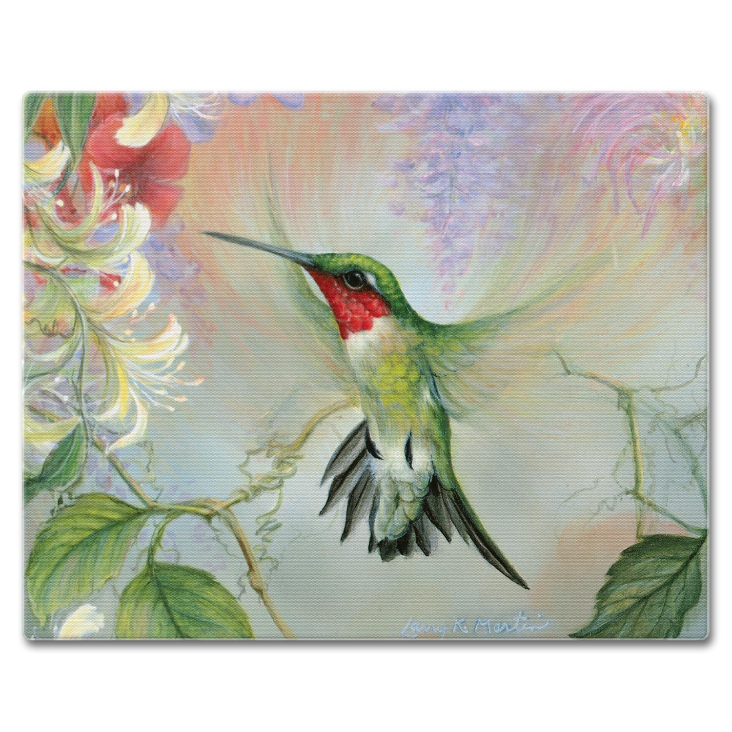 Ruby Hummingbird Natures Gift of Feathers Tempered Glass Large Cutting Board by Highland Graphics