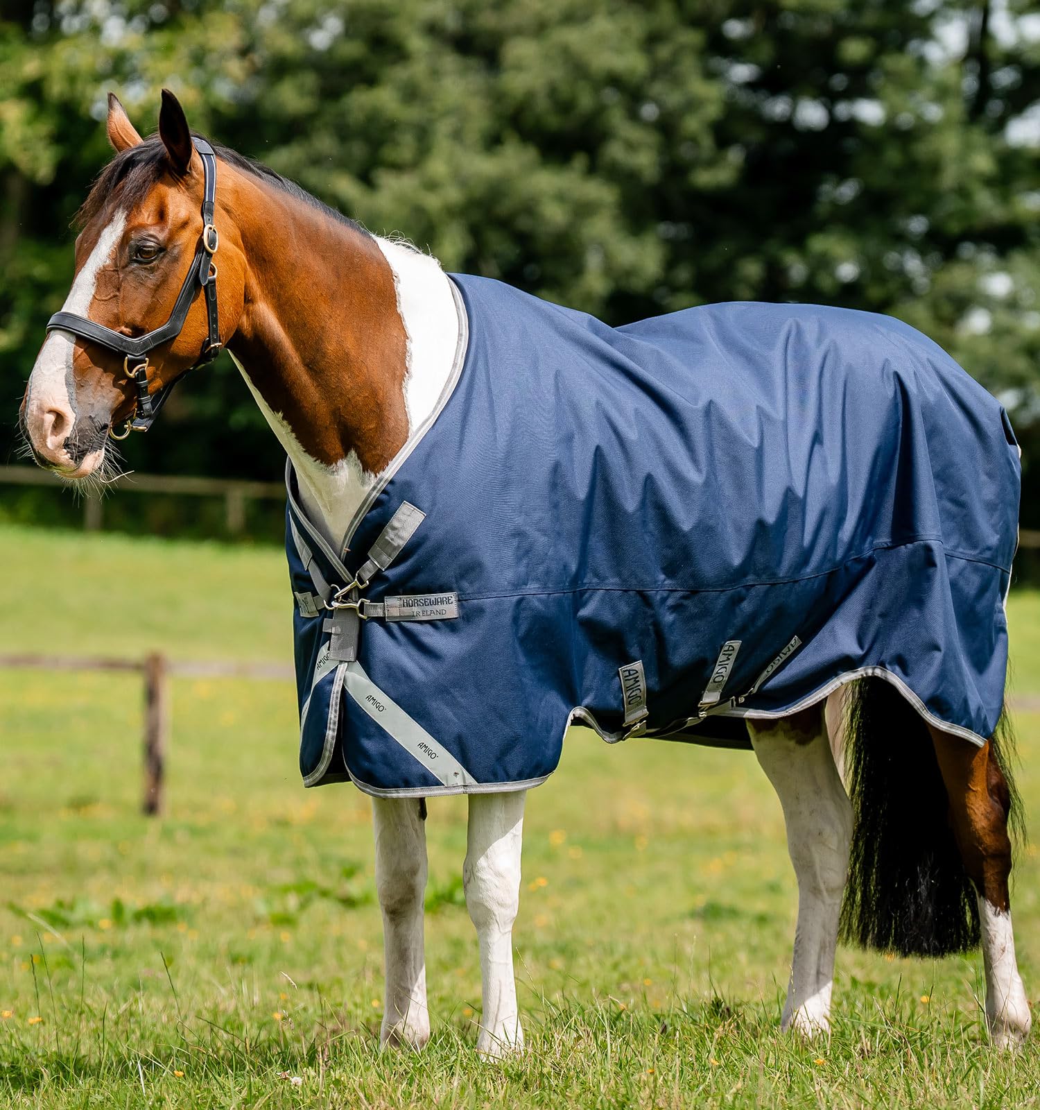 Horseware Amigo 1200D Original Turnout Lite 0g Decke wasserdicht Navy/Titanium Grey & Silver