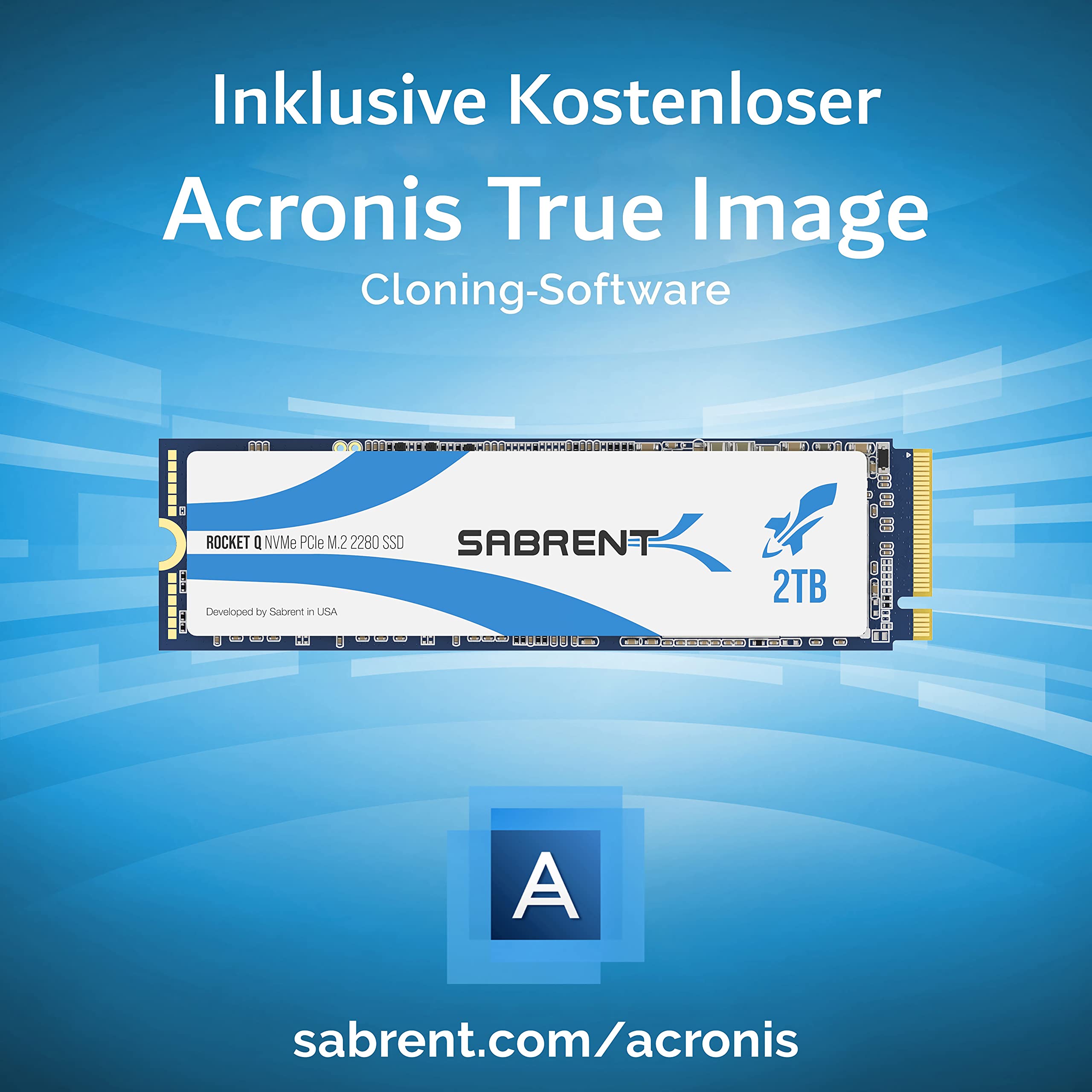 Sabrent M.2 NVMe SSD 2TB, Internes Solid State 3200 MB/s 