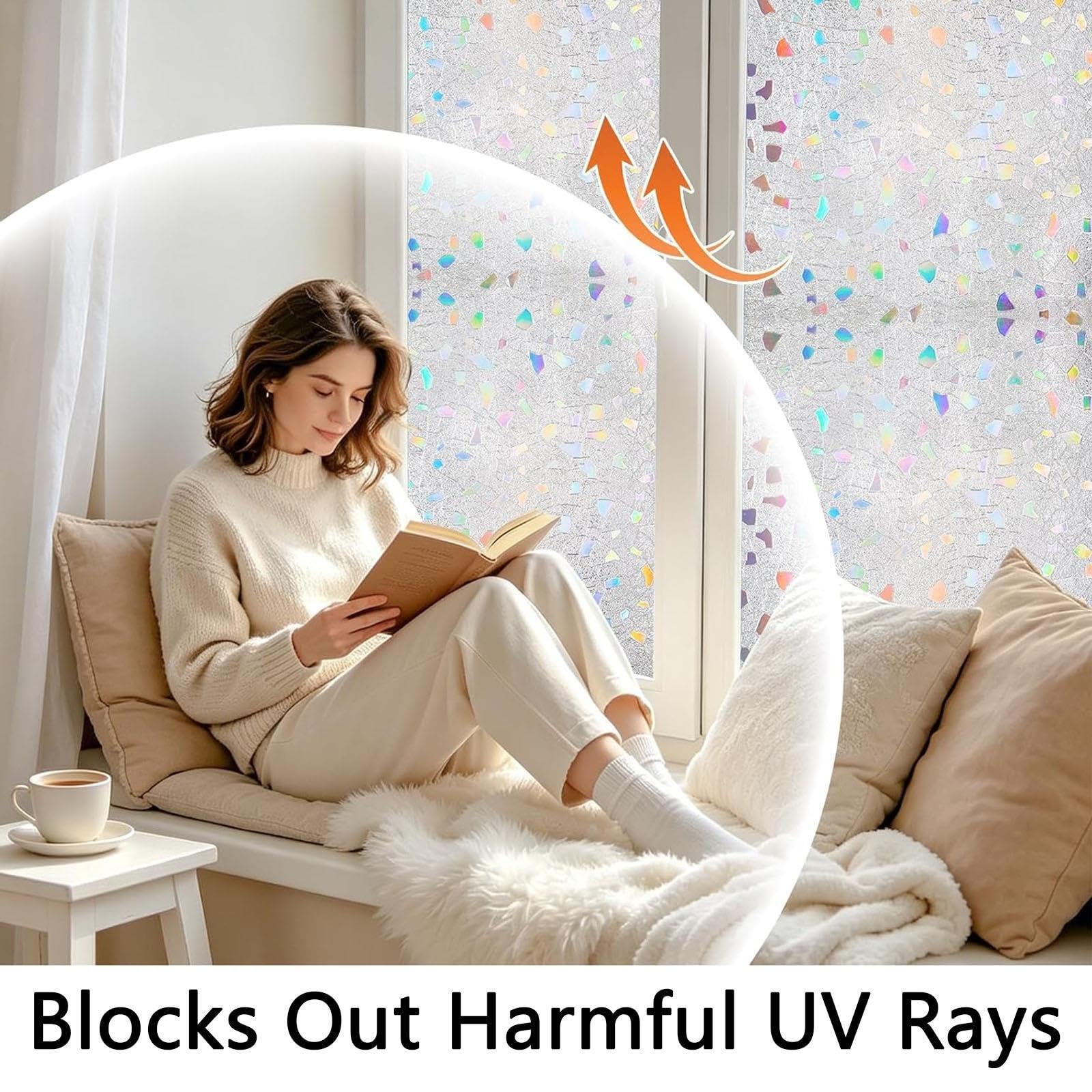 Pellicola Vetri Finestre Privacy Autoadesive Anti-UV Opaca Pellicole Privacy Finestra Senza Colla Riutilizzabile Per Ufficio Bagno Camera Da Letto Sala Di Riunione(A,90x300cm)