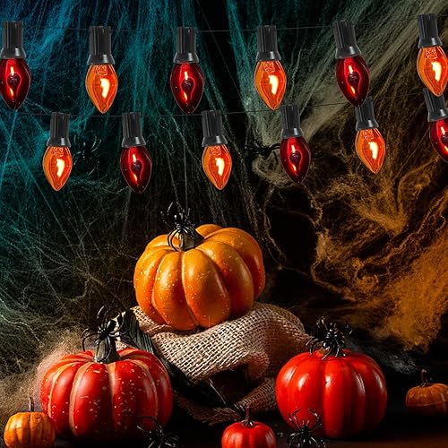 Miniatura 6 de Cadena de llama transparente C7 de 25 pies para exteriores e interiores, para Navidad, Halloween, 25 bombillas C7 (más 2 bombillas adicionales) 1 W,
